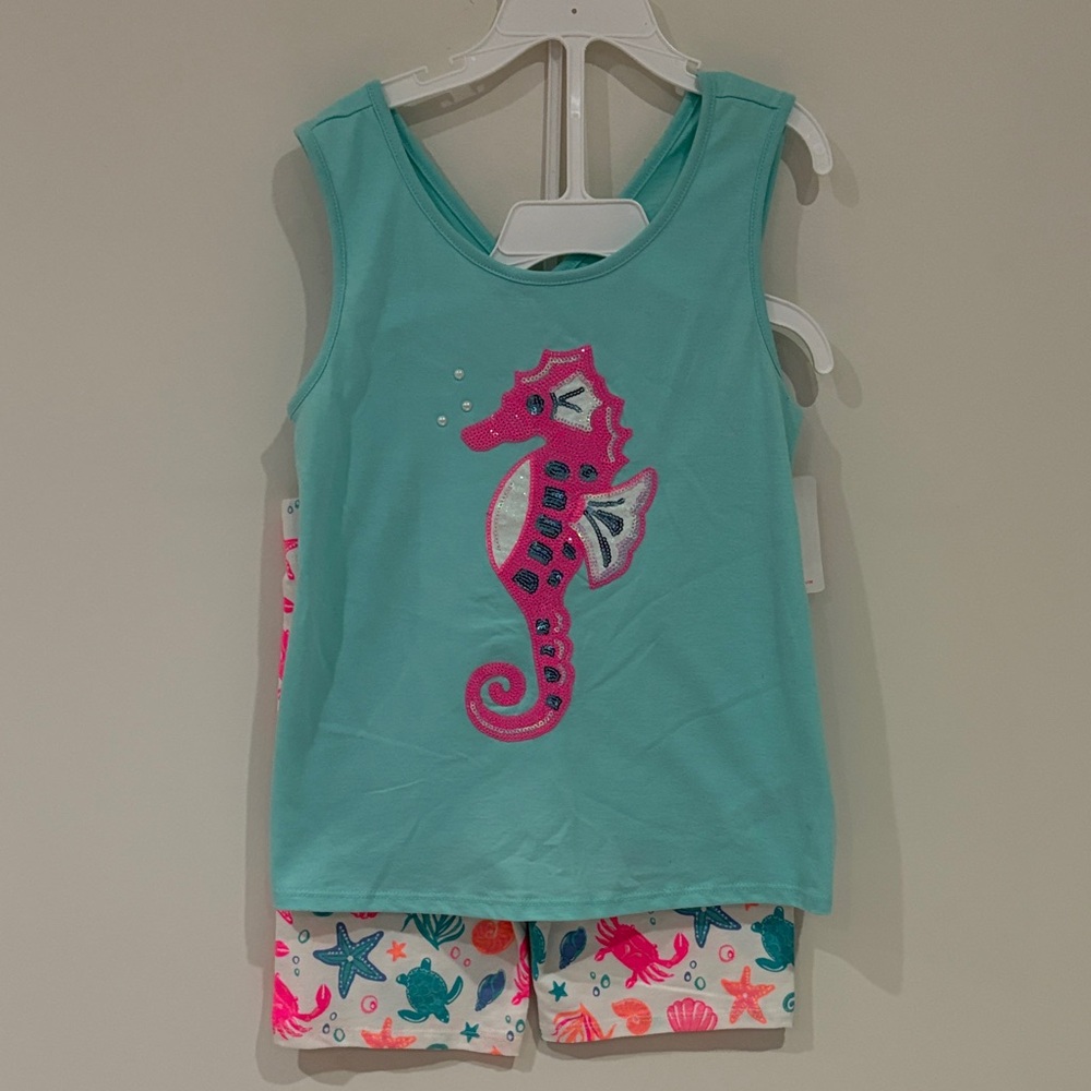 NWT Aqua Seahorse Tank Top and Shorts Set